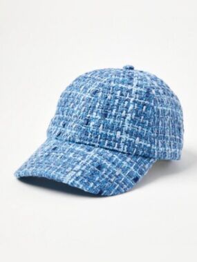 NWT LOFT Textured Blue Tweed Baseball Cap